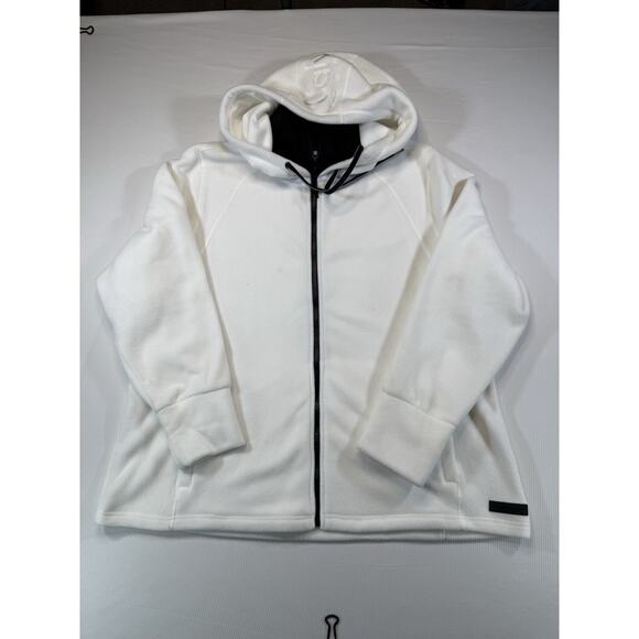 Calvin Klein Performance 2X White Full Zip Fleece Hoodie Logo Plus Size Women’s - Picture 1 of 9